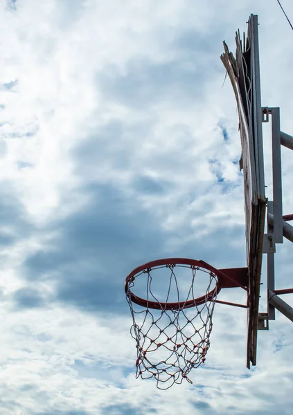 Arco Basquete Quebrado Trabalhos Reparação Temporariamente — Fotografia de Stock