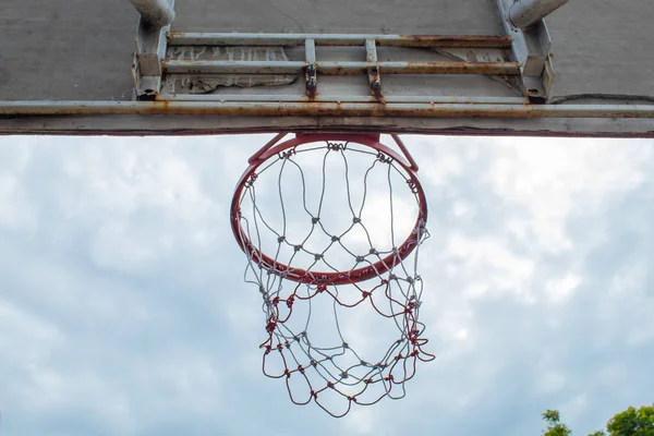 Broken Basketball Hoop Repair Work Temporarily — Stock Photo, Image