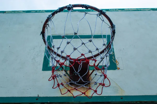 Arco Basquete Quebrado Trabalhos Reparação Temporariamente — Fotografia de Stock