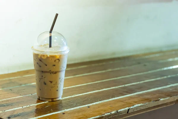 Iced Coffee Wooden Table Coffee Shop — Stock Photo, Image
