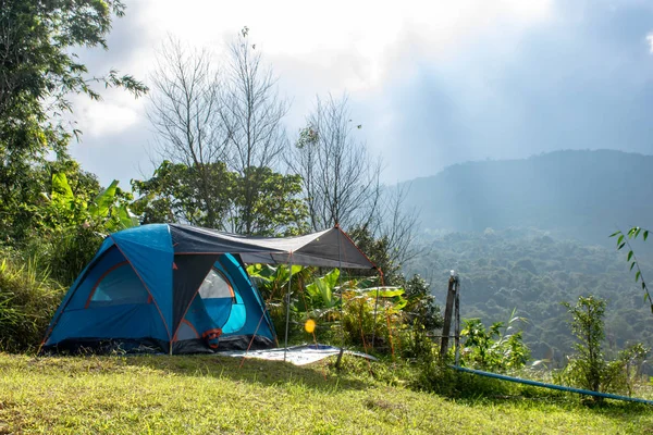 Tent Background Sky Mountain Views — Stock Photo, Image