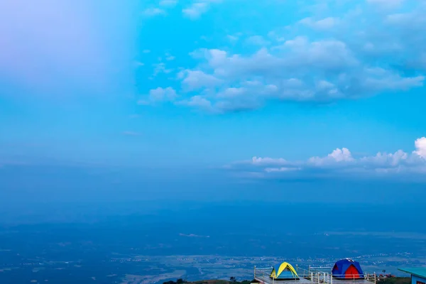 Carpa Fondo Cielo Vistas Montaña Por Noche — Foto de Stock