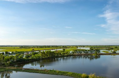 Kırsal alanlar ve balık gölet güzelliği.
