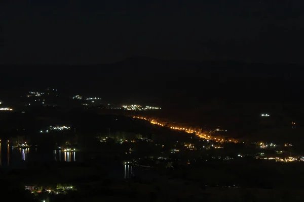 Scenic lighting of the villa and the night sky at Khao Kho of phetchabun , Thailand.