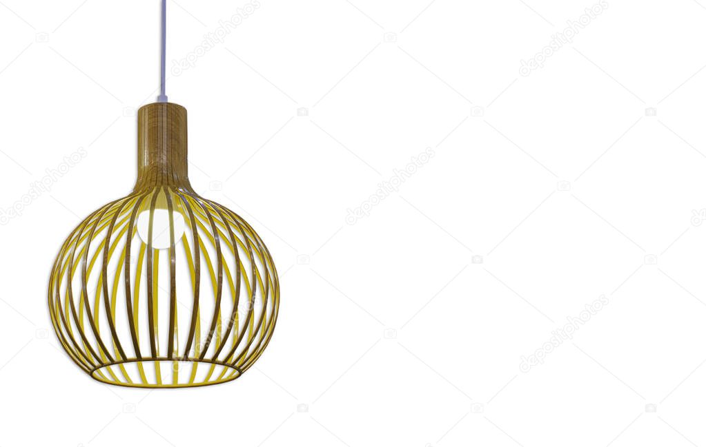 Isolated Round light bulbs Made of wood for illumination on a white background with clipping path.