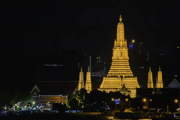 Wat Arun Night Met Goud Oudste Tempel Van Chao Phraya — Stockfoto