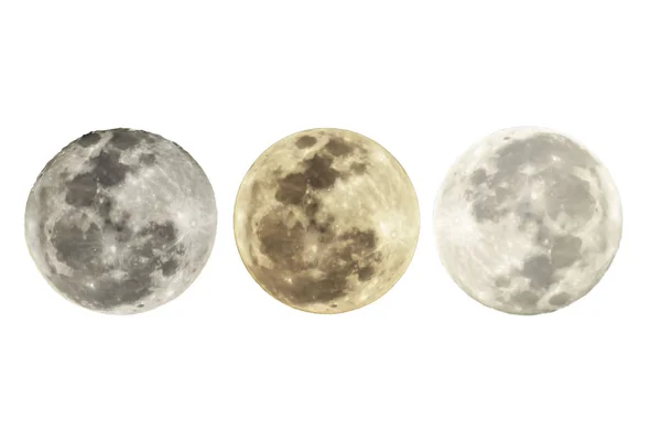 Lua Cheia Isolada Fundo Branco Com Mudança Forma Acordo Com — Fotografia de Stock