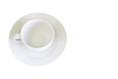 Cam ve beyaz seramik tabak üstten görünüm üzerinde bir beyaz backgro