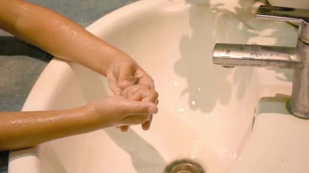 Hands Children Clean Soap Sink — Stock Video