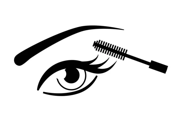 Design Icona Trucco Donna Illustrazione Vettoriale Occhio Pennello Mascara — Vettoriale Stock