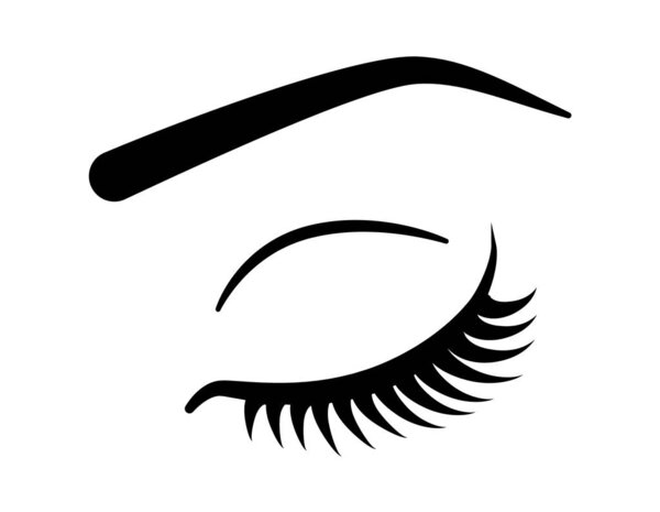 Closed beautiful woman eye with long eyelashes vector illustration or icon design
