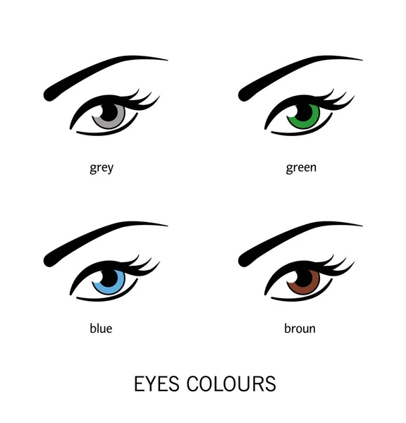 Ögon Ikoner Som Med Olika Färger Iris Färgade Kontaktlinser Ikoner — Stock vektor