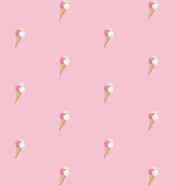Ice Cream Cone Schattig Roze Patroon Voor Textiel Inpakpapier Mooie — Stockvector