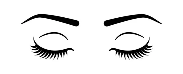 まつ毛で目を閉じた 女性の目シンプルなイラスト上の白い背景 — ストックベクタ