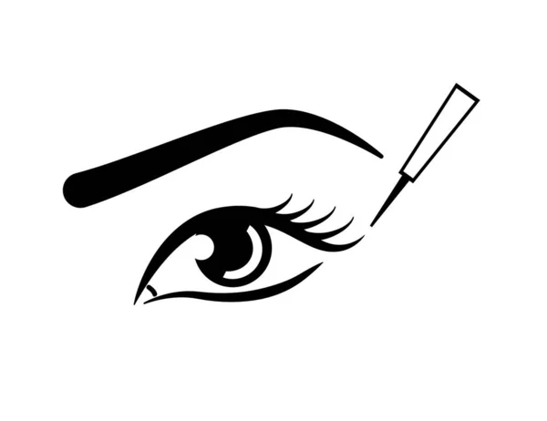 Olho Feminino Ícone Vetor Maquiagem Eyeliner Aplicando Esquema Delineador Símbolo — Vetor de Stock