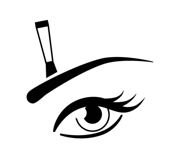 Kaş Fırçası Olan Güzel Bir Göz Simgesi Kaz Makyajı Şema — Stok Vektör