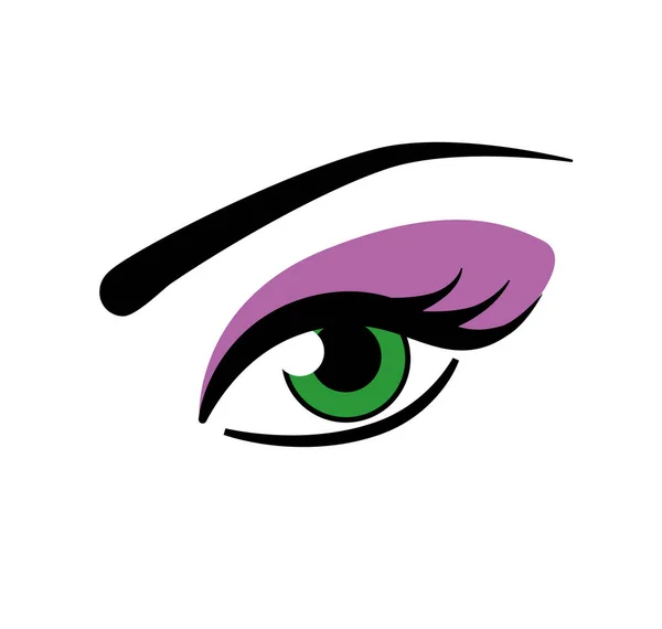 Zelené Oči Purpurovým Stínem Schéma Aplikace Make Upu Obrázek Ženského — Stockový vektor