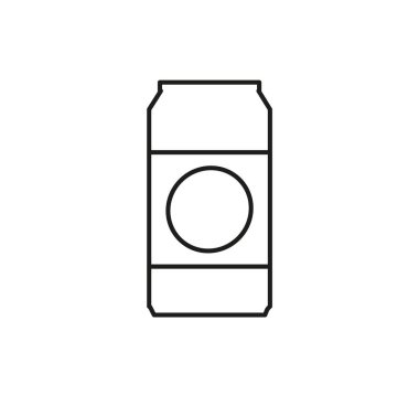 Bir kutu biranın düz simgesi. Soda ya da biranın ana hatları. Beyaz arka planda izole edilmiş bir resim. - Vektör