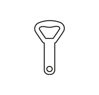 Şişe Açacağı Düz Simge Vektörü. Bira açıcı aracı beyaz arkaplanda izole edilmiş pictogram ana hatları. Web simgesi tasarımı