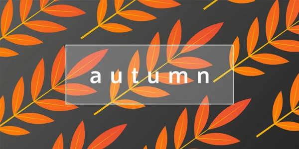 Autumnal Design Orange Leaves Branches Dark Grey Background Autumn Stylish — Stock Vector