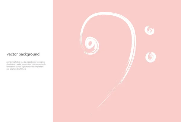 Бас Клиф Нарисовал Музыкальный Символ Розовом Фоне Векторный Шаблон Текстом — стоковый вектор