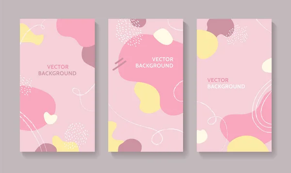 Conjunto Fondos Creativos Abstractos Rosados Estilo Minimalista Diseña Plantillas Para — Vector de stock