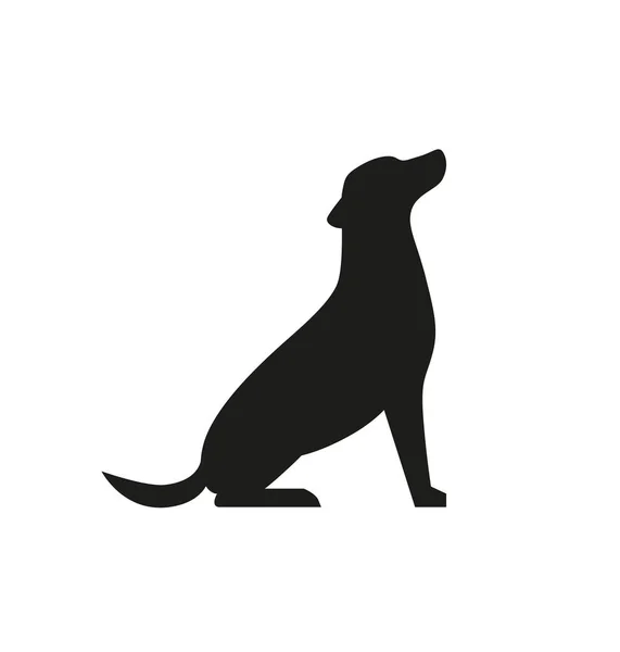 Hund Schwarze Silhouette Isoliert Auf Weißem Hintergrund Sitzendes Haustier Einfache — Stockvektor