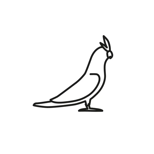 コカトゥーオウムの線ベクトルアイコン 鳥のペットのリニアイラスト 概要カラーロゴデザイン — ストックベクタ