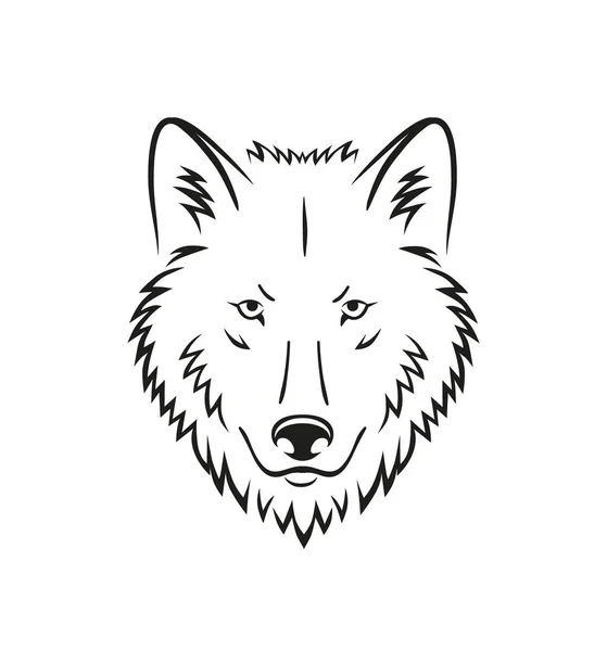 Wolf Hoofd Tatoeage Illustratie Geïsoleerd Witte Achtergrond Zwart Wild Dier — Stockvector