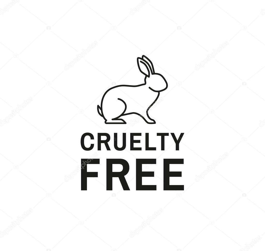 Animal cruelty free sign concept with rabbit icon for vegan cosmetics packaging design. Vector illustration isolated on white background