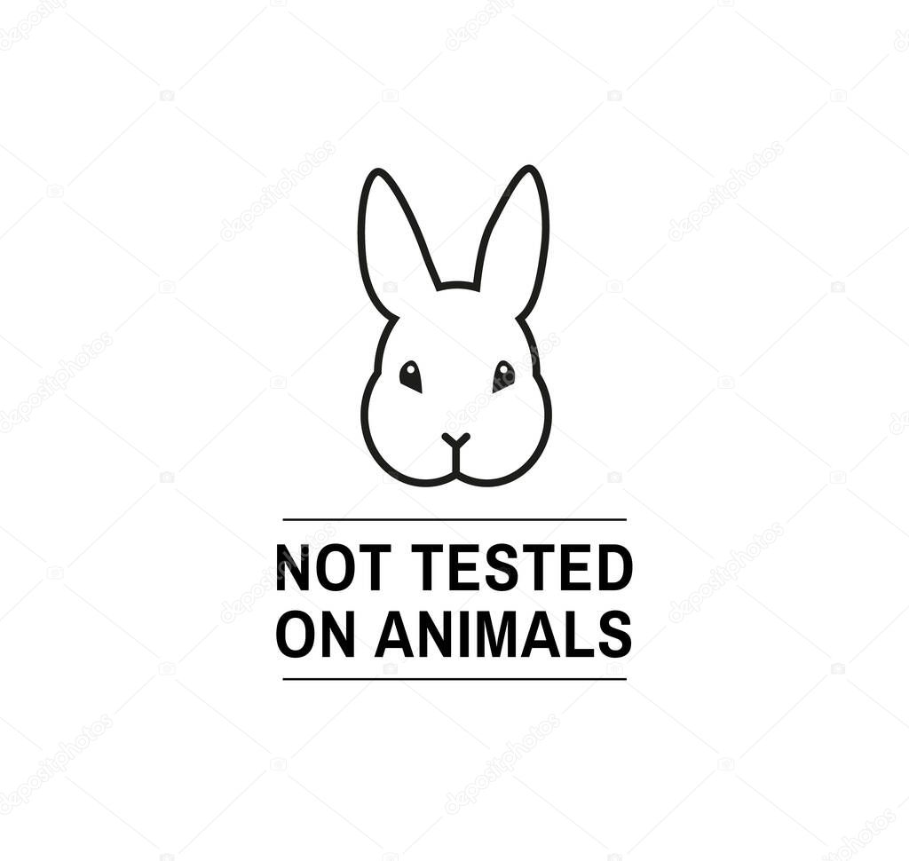 Animal Cruelty free flat logo design with cute bunny. Product not tested on animals symbol isolated on white background. - Vector illustration