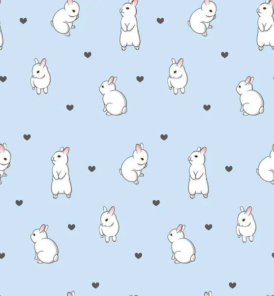 Motif Avec Des Petits Lapins Mignons Des Coeurs Sur Fond — Image vectorielle