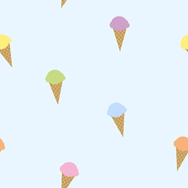 Мороженое Конус Бесшовный Узор Дизайн Голубом Фоне Векторная Иллюстрация Печати — стоковый вектор