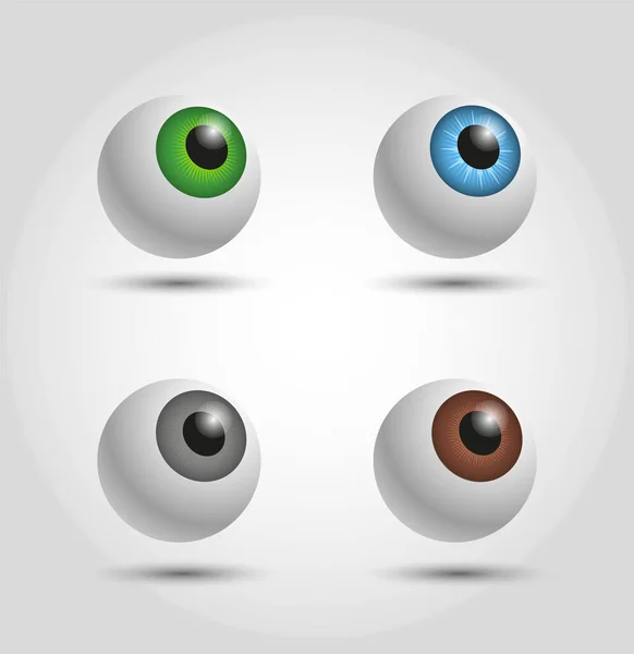 Farklı Renkte Boyutlu Göz Küreleri Mavi Yeşil Kahverengi Gri Vektör — Stok Vektör