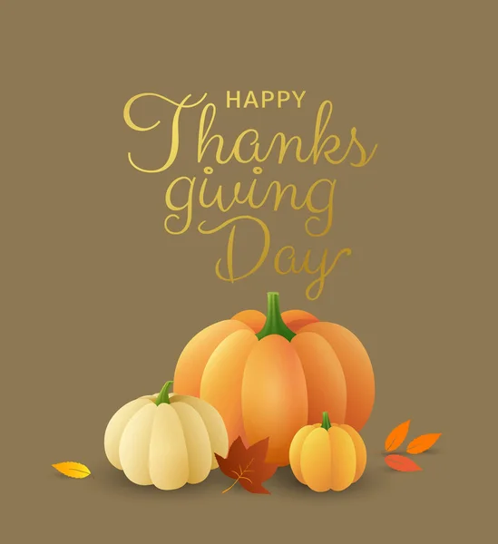 Joyeux Thanksgiving Jour Carte Vœux Avec Dégradé Texte Citrouilles Récolte — Image vectorielle