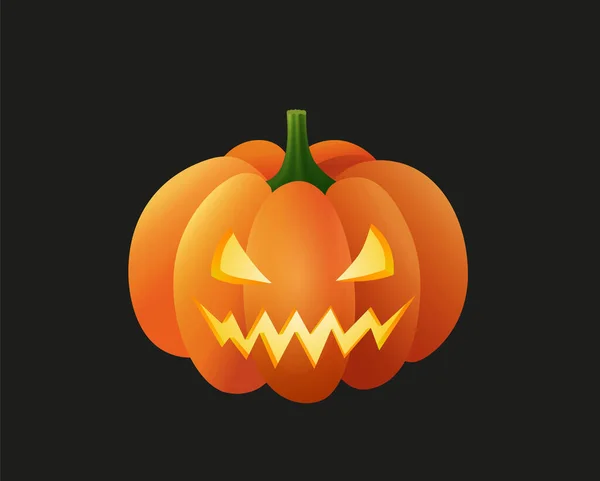 Halloween Vector Gesneden Pompoen Donkere Achtergrond Enge Jack Lantern Illustratie — Stockvector