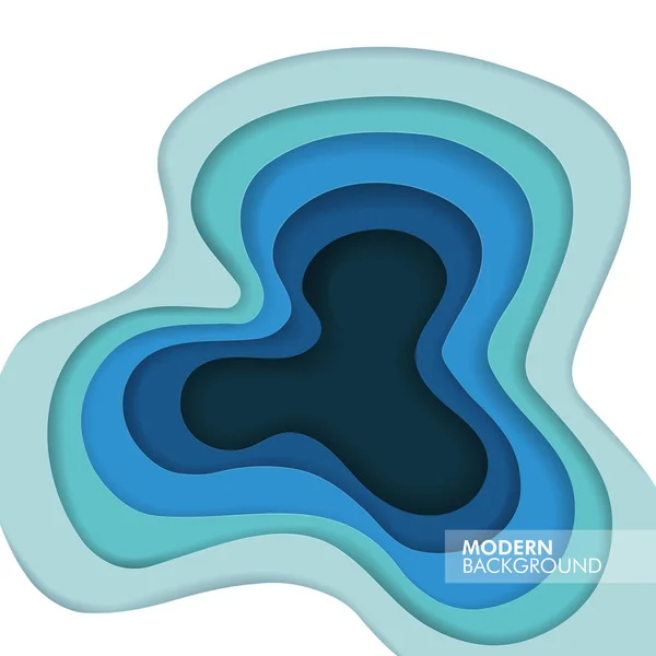 Fundal abstract 3D cu valuri tăiate de hârtie albastră — Vector de stoc