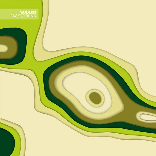 Abstracte Achtergrond Met Licht Groen Papier Knippen Golven — Stockvector