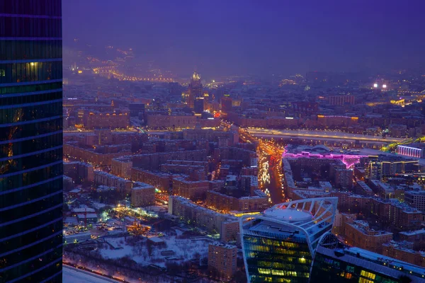 Moskauer Nachtpanorama Luftaufnahme — Stockfoto