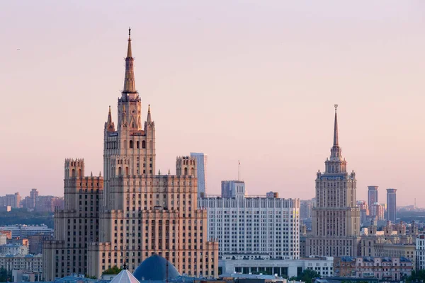 Moscovo Skyline Panorama Vista Aérea Stalin Era Hotel Ucrânia Torre Imagens Royalty-Free