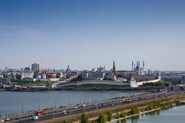 Luftaufnahme Von Kasan Kremlin Kul Sharif Qolsharif Moschee Und Kasanka — Stockfoto