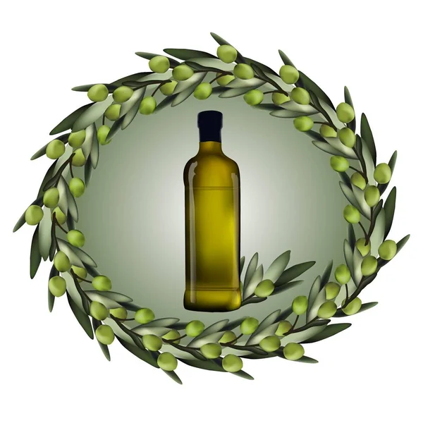 Classy Pattern Greek Olives Olive Oil Bottle — Stock Vector