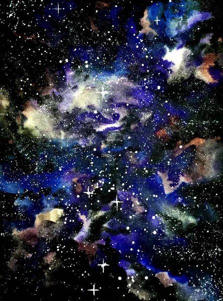 Inkt Aquarel Galaxy Illustratie — Stockfoto