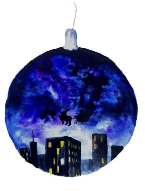Şehir yılbaşı yeni yıl Noel Baba geyik dekorasyon ağaç