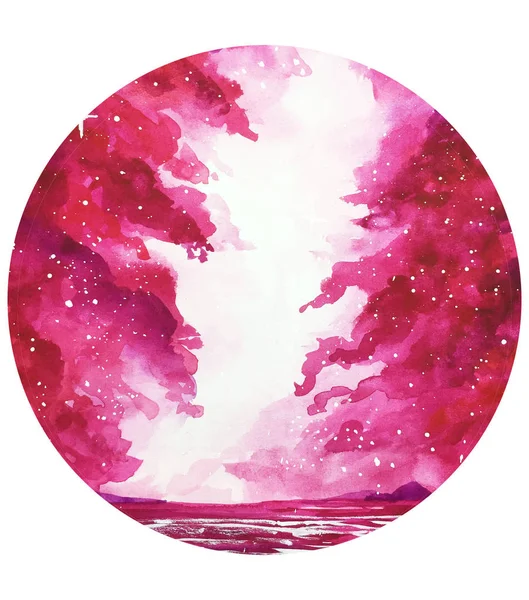 pink watercolor illustration abstract galaxy space