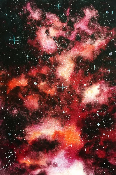 red and pink galaxy background watercolor