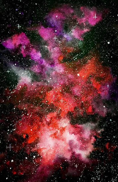 red violet and black watercolor galaxy background