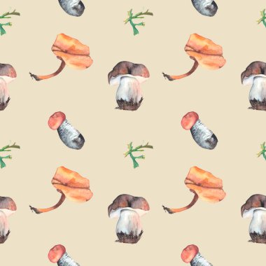 Suluboya mantar seamless modeli. Uygun Kumaş, yemekler, posterler, resimler üzerine basım için.