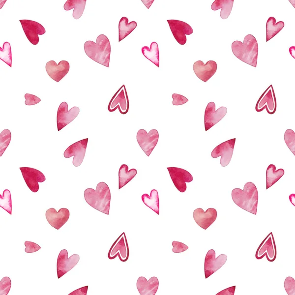 Aquarelle motif sans couture pour la Saint Valentin avec des cœurs — Photo