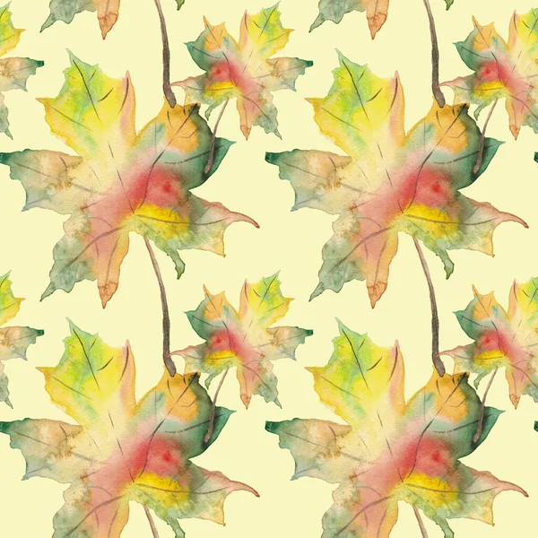 Бесшовный узор с осенними листьями. Ручная акварель . — стоковое фото